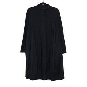 Moyuru Japan Black Cotton Shirt Dress Tunic Shirt Lagenlook Japanese SZ M